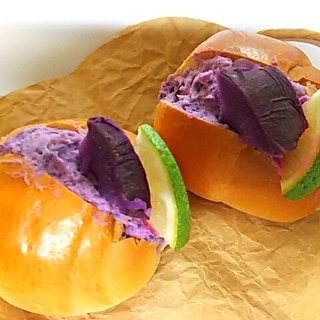 紫芋クリーム☆ロールパンサンド